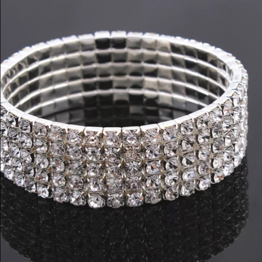 5 Row Clear Rhinestone Stretch Bracelet